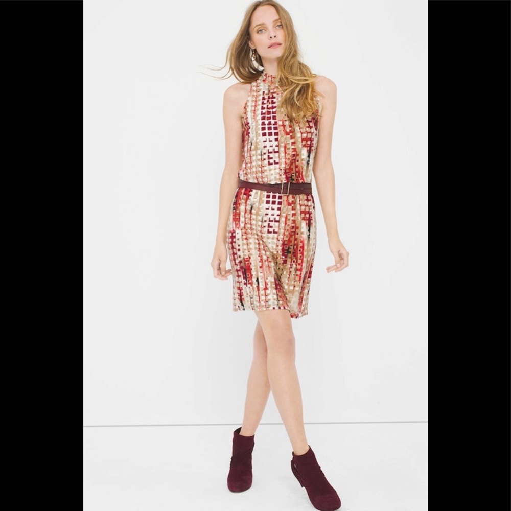 White House Black Market Burgundy and Beige Mini Dress